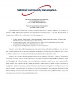 Click here to view Citizens Community Bancorp, Inc. 2025 Proxy Statement