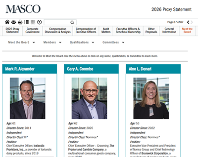 Masco Meet the Board Example